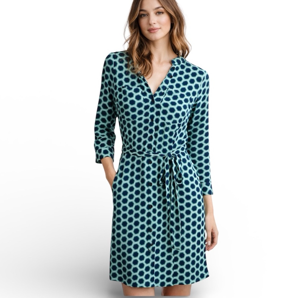 Donna Morgan Geometric Print V-Neck Shirt Dress
